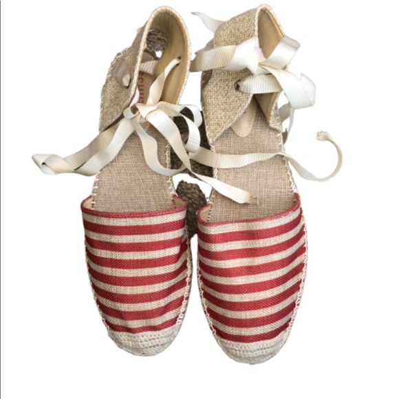 SCHUTZ Shoes - SCHUTZ Red and Tan Striped Sandals